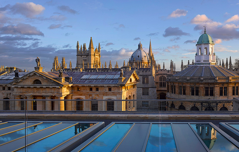 Bodleian Library from the Weston Library roof terrace, Oxford