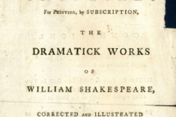 Title page of Shakespeare's works edited by Samuel Johnson