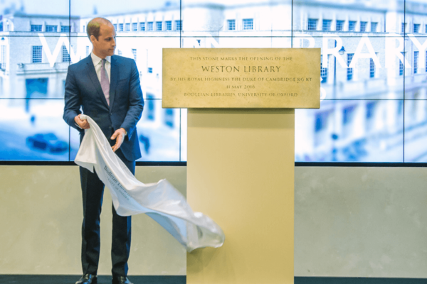 HRH The Duke of Cambridge unveiling a plaque