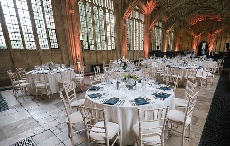 Table setting with flowers in the Divinity School